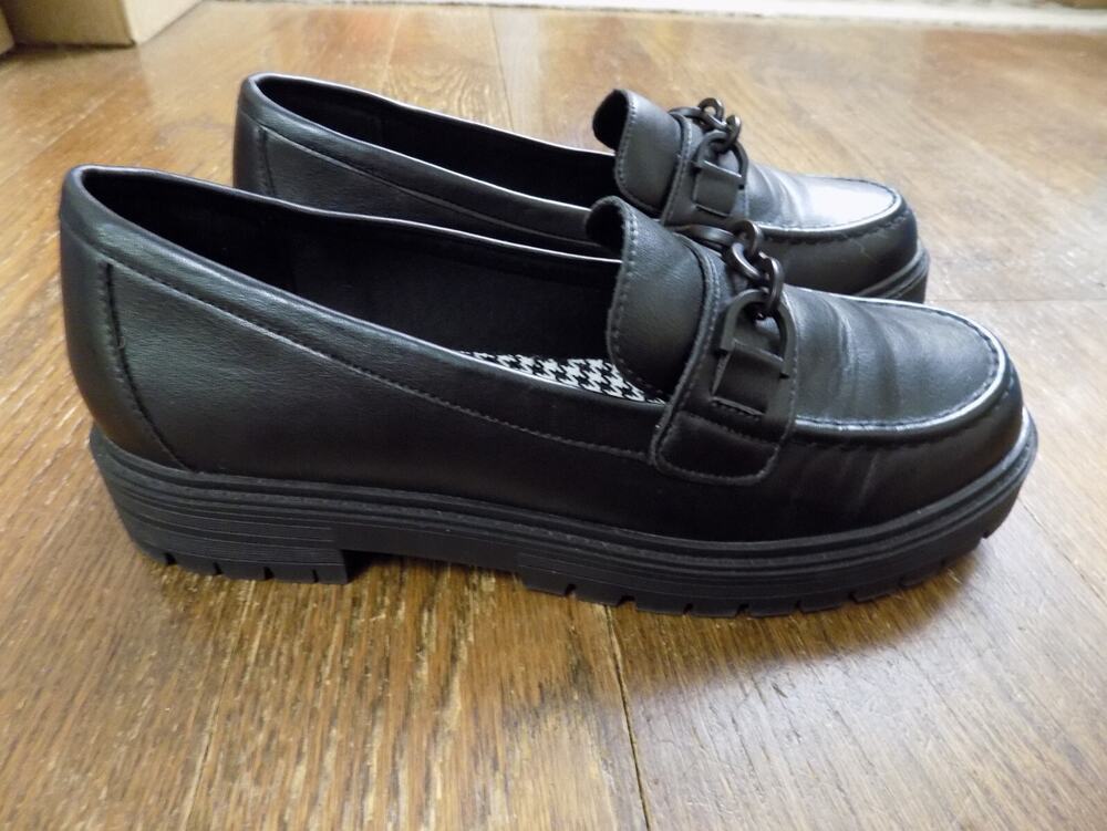 Seychelles Betty Black Chain Detail Chunky Retro Designer Platform Loafer 9.5 W